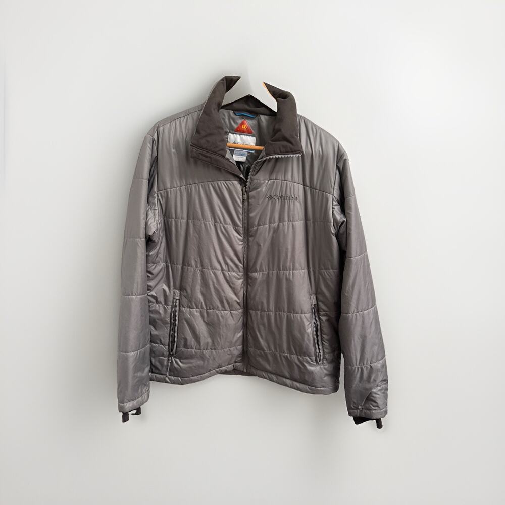Columbia Jacket Men's Large Omni-Heat‎ Puffer Zipper Pockets Gray Outdoor